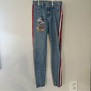Siwy Denim Mickey Mouse Collab blue denim Jeans size 25 Tuxedo Stripe red white